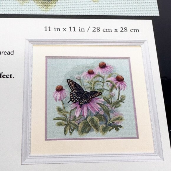 Dimensions BUTTERFLY & DAISIES Cross Stitch Kit   Pink Flowers #35249 NEW - Picture 4 of 9